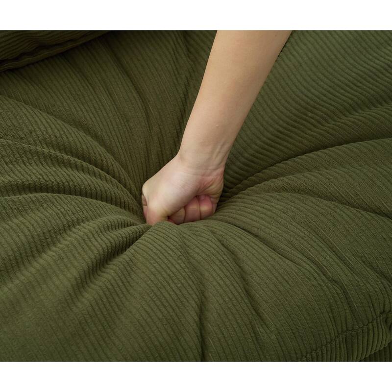 132" Modular Corduroy Sectional Sofa with 12 Pillows & Armless Design