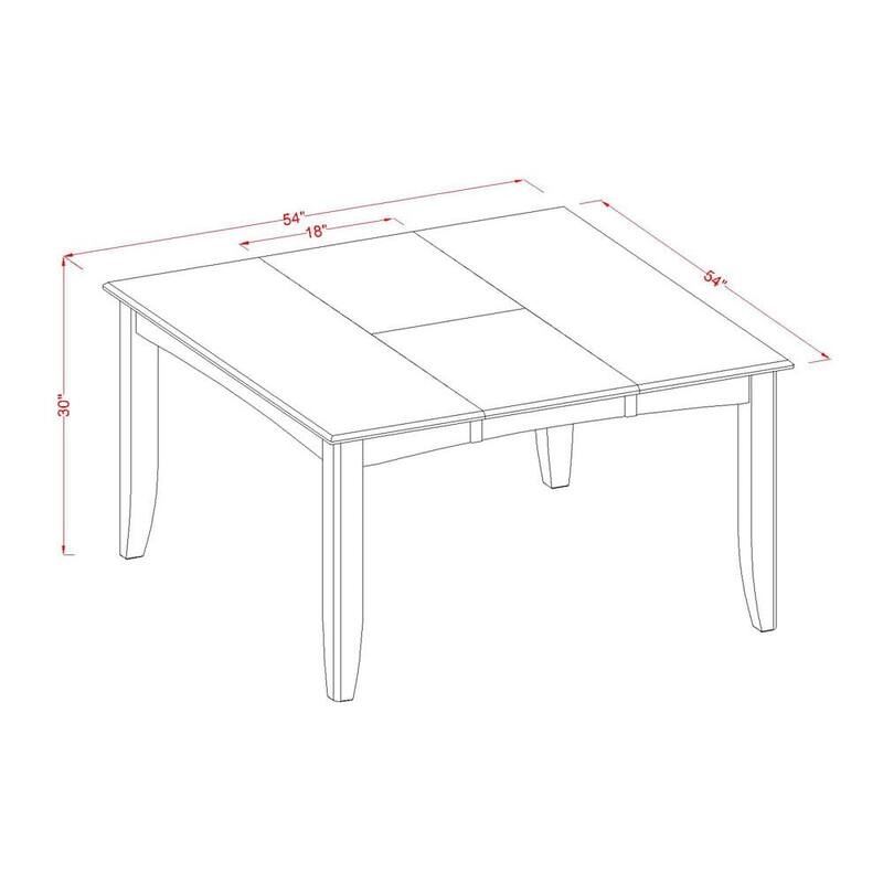 East West Furniture Dining Table Set Consist of a Square Table with Butterfly Leaf and Dining Chairs (Chair Seat Type Options)