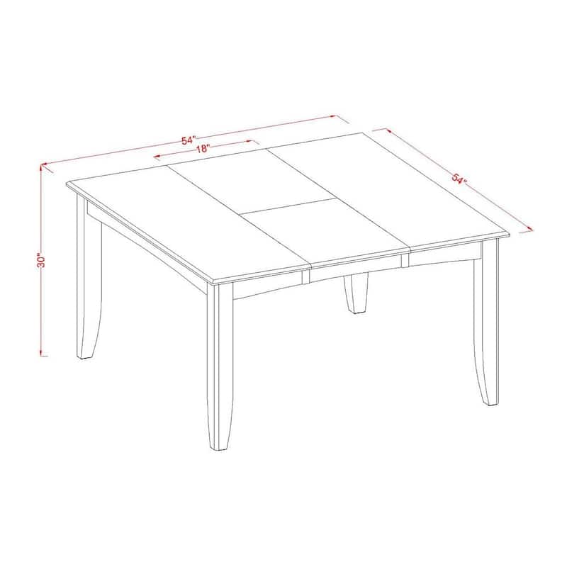 East West Furniture Kitchen Table Set Consist of a Square Table with Butterfly Leaf and Dining Chairs (Chair Seat Type Options)