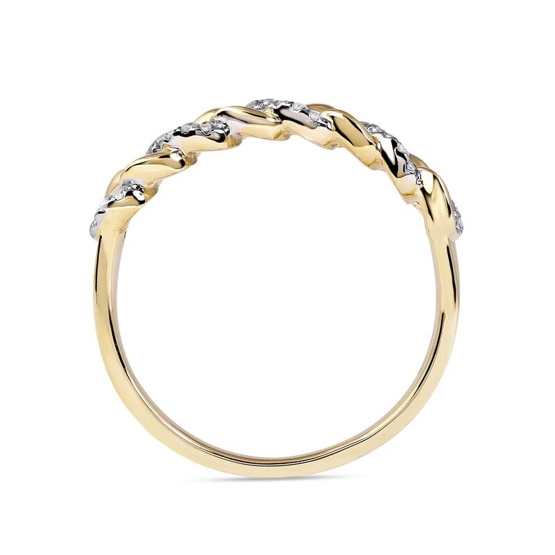 1/10ct TDW Diamond Cuban Link Fashion Ring in 10k Gold for Women