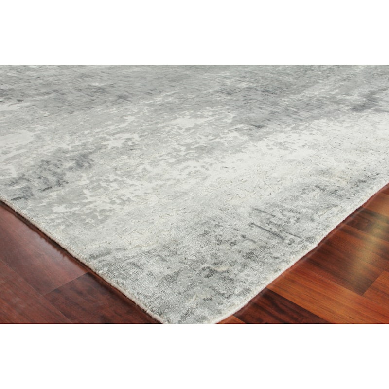 EXQUISITE RUGS Cassina Hand-loomed Bamboo Silk Dark Grey/Grey Area Rug.