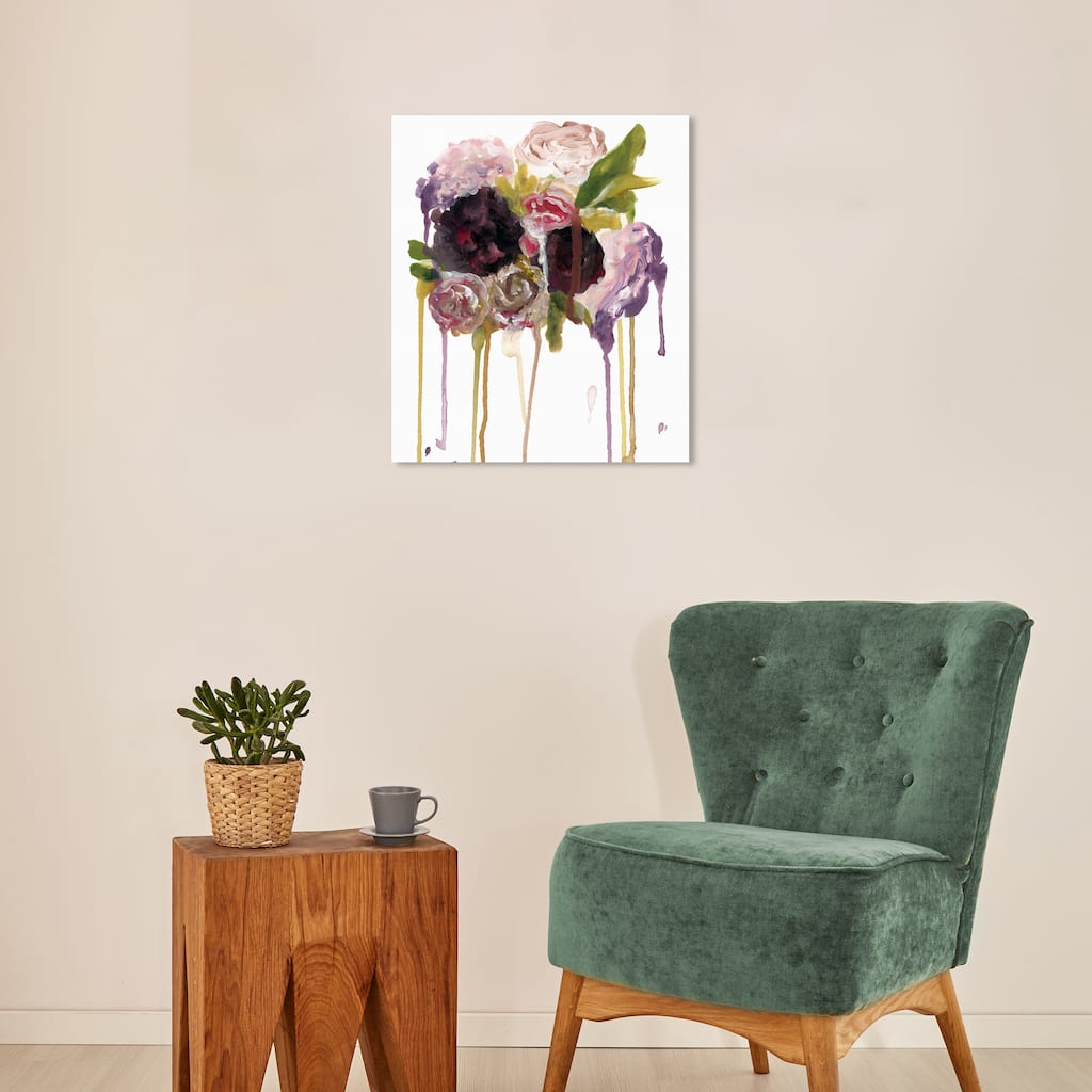 Wynwood Studio Canvas Abstract Dripping Flowers Pink and Modern & Contemporary Wall Art Canvas Print