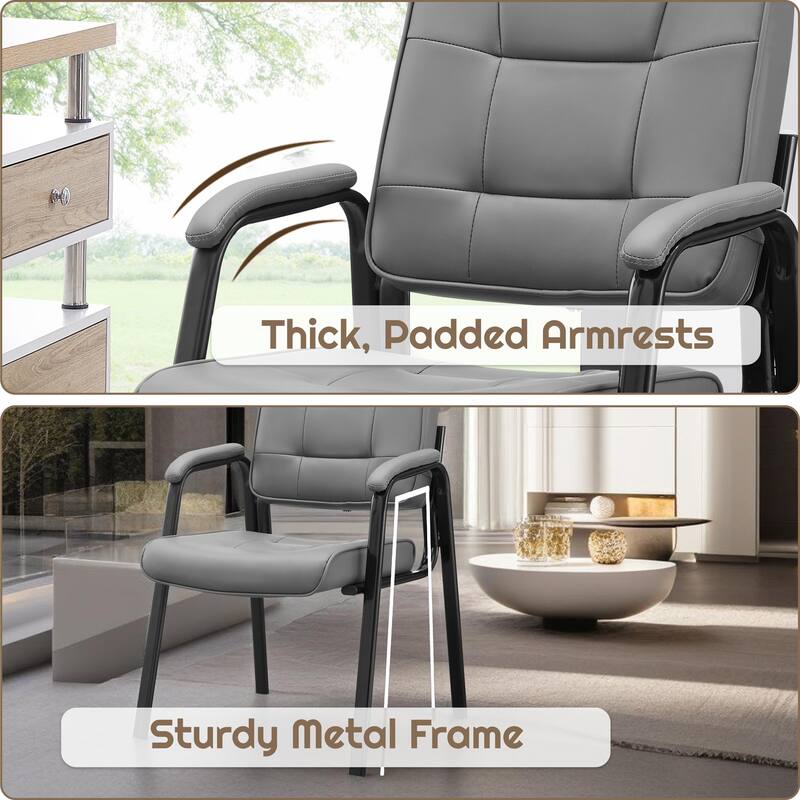 Heavy Duty Executive Chair with Padded Arm Rest - Leather Guest Chairs
