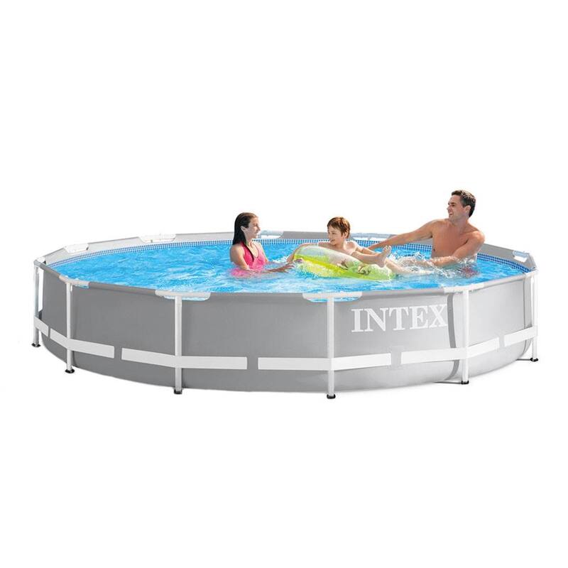 Intex 12ft x 30in Prism Frame Above Ground Round Swimming Pool & Robot Vacuum - 50