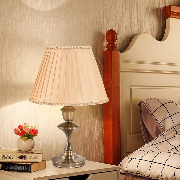 Shop Costway 13 Antique Brass Bedside Table Lamp W Led Bulb Champagne 13 X 13 X 20 Overstock 18299441