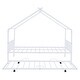 preview thumbnail 32 of 82, Twin/Full Size Metal House Bed with Twin Size Trundle, Playhouse Bed Montessori Bed House Platform Bed with Roof Frame for Kids