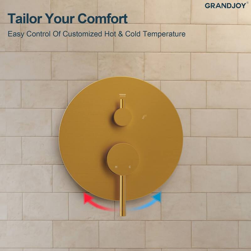 GRANDJOY Wall-Mount 2-Function Shower and Tub System with Pressure Balance Valve