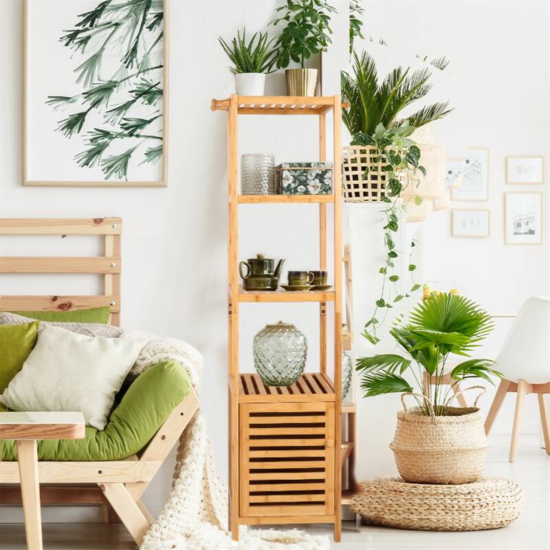 Multi-use Storage/Towel Cabinet with 3-tier Shelves for Home Organize