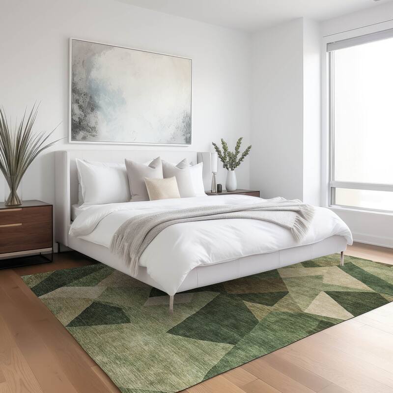 Machine Washable Indoor/ Outdoor Modern Queby Chantille Rug