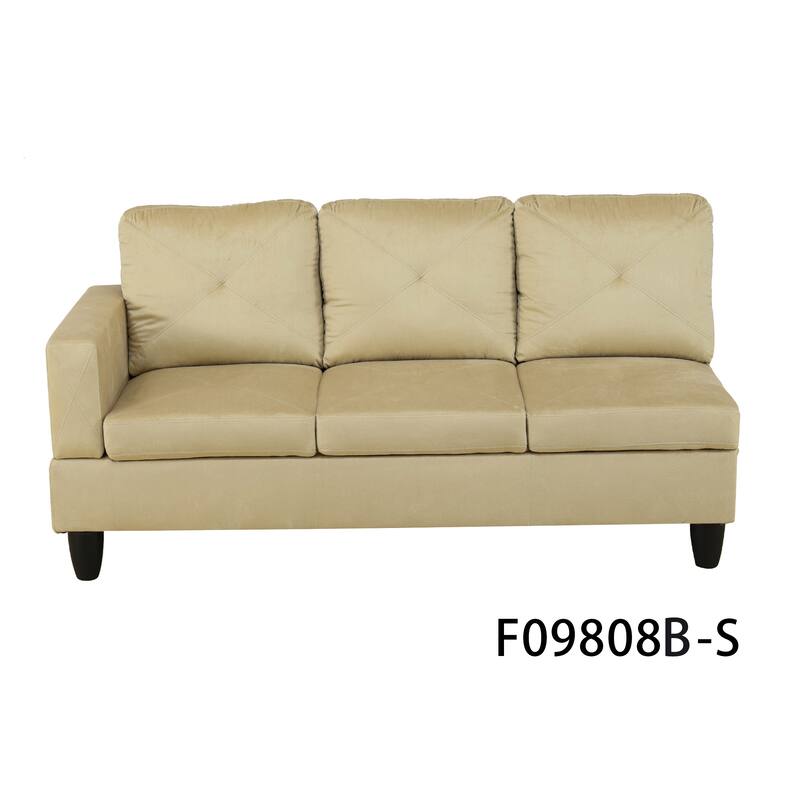 Beige Microfiber 3-Piece Living Room Sofa Set