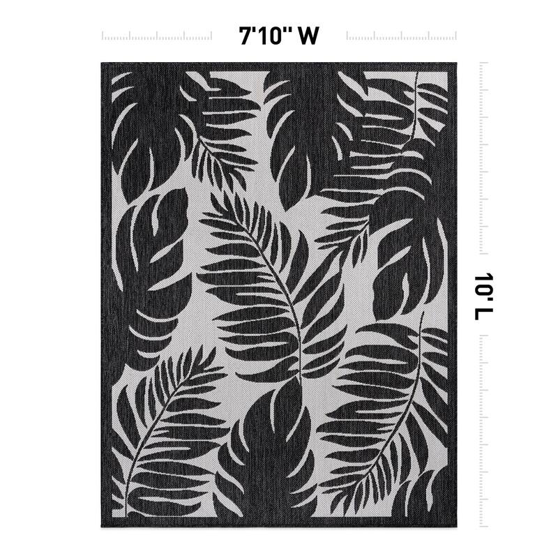 World Rug Gallery Floral Leaves Textured Flat Weave Indoor/Outdoor Area Rug
