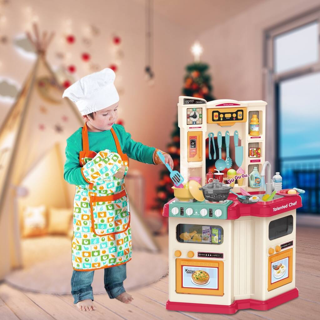 Small Kitchen Toy Set, Children'S Toy Kitchen, with Realistic Lights and Sounds