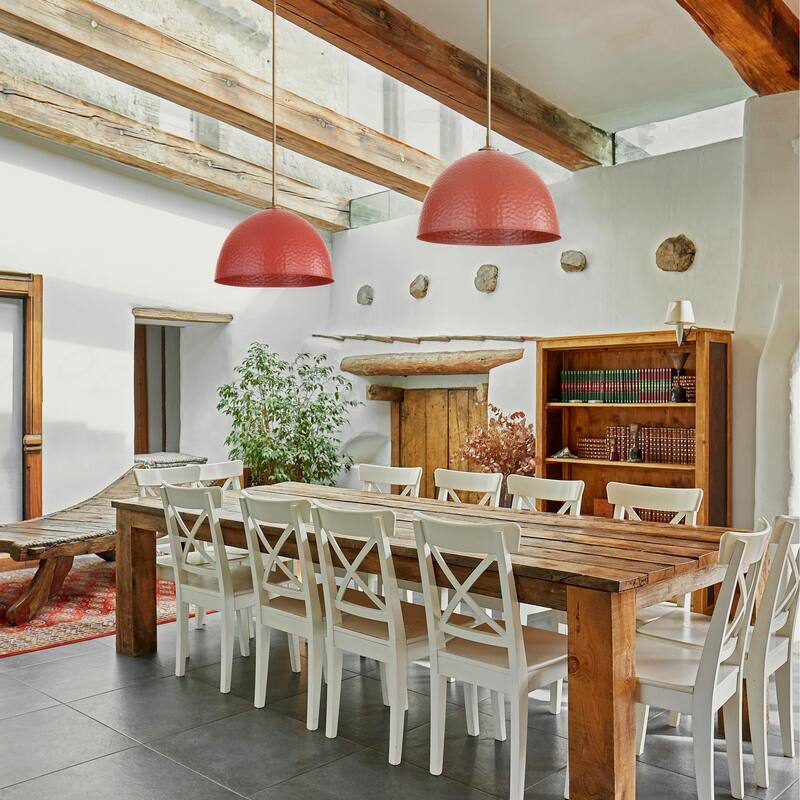 Golden Lighting Shepard 1-light Pendant in Modern Brass and Russet Clay shade - Large Pendant