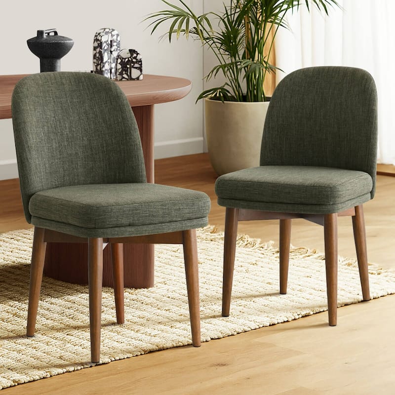 Linen Upholstered Parson Chair(Set of 2) - Green
