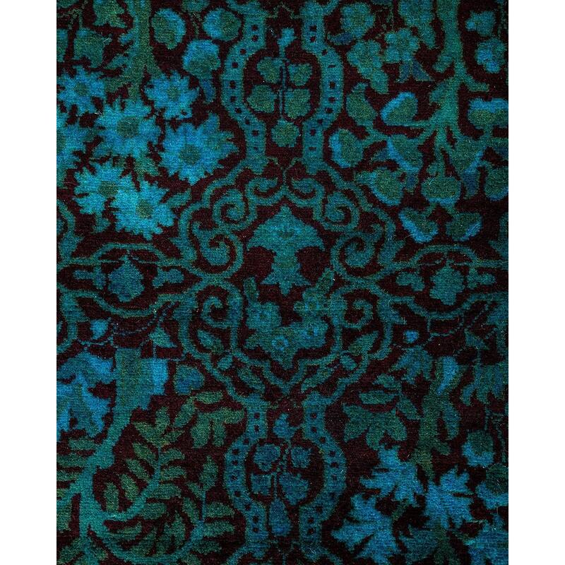 Overton Hand Knotted Wool Vintage Inspired Modern Contemporary Overdyed Black Runner Rug - 2' 7" x 12' 0"