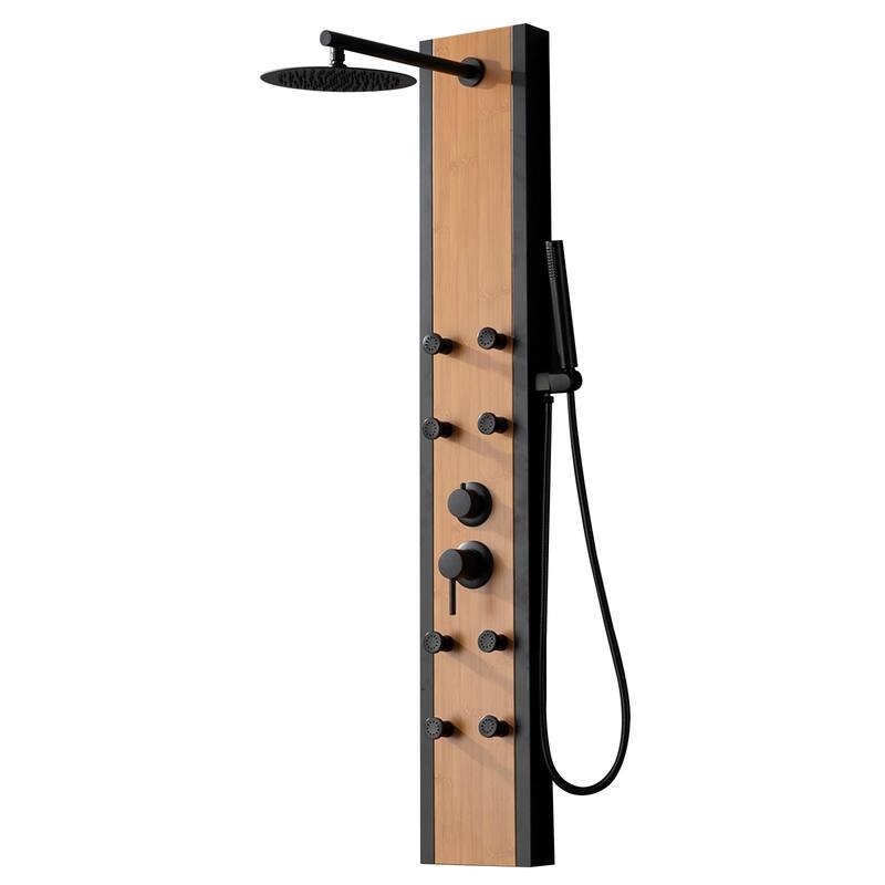 WIZ 8-Jet Modern Rainfall Shower Panel System - Matte Black