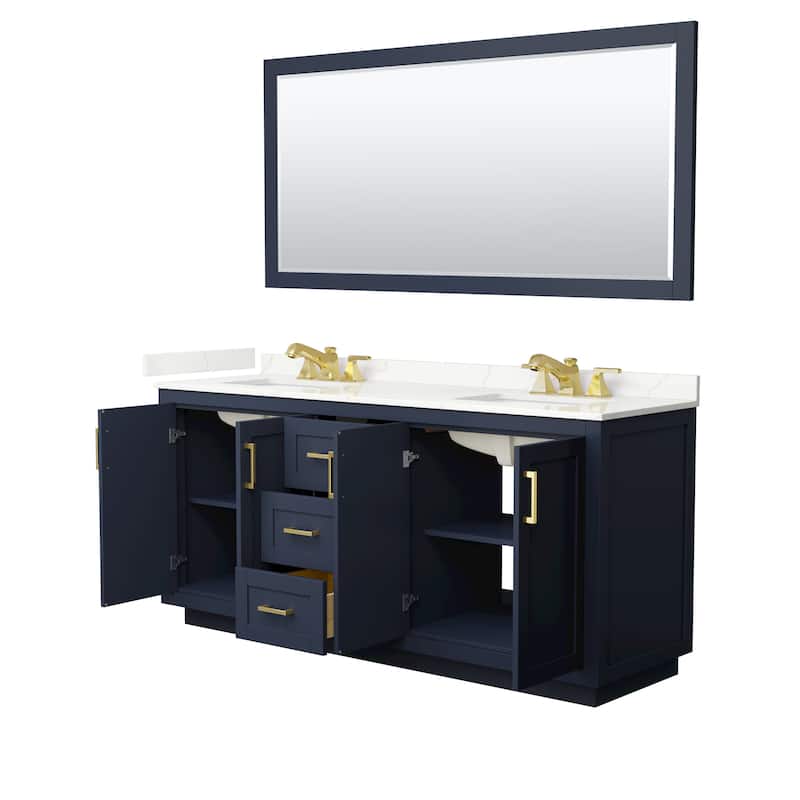 Miranda 72-inch Double Vanity, Quartz Top, 70-inch Mirror