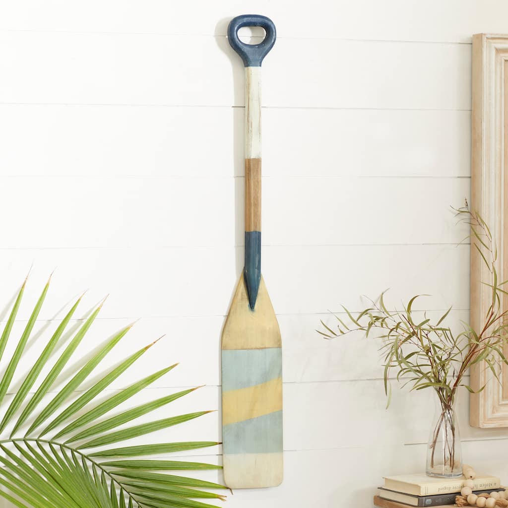Multi Colored Wooden Novelty Canoe Oar Paddle Home Wall Decor with Arrow and Stripe Patterns