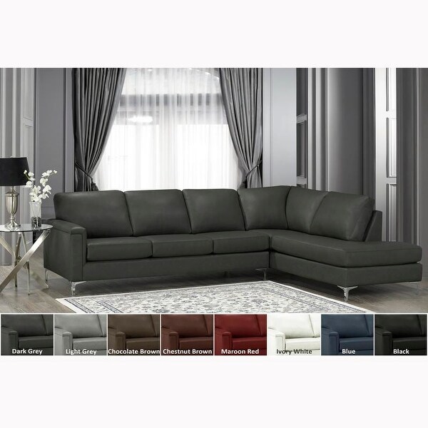 Malibu Premium Top Grain Italian Leather Sectional Sofa - 122.5 x 85 x 36.5 x 35. Opens flyout.