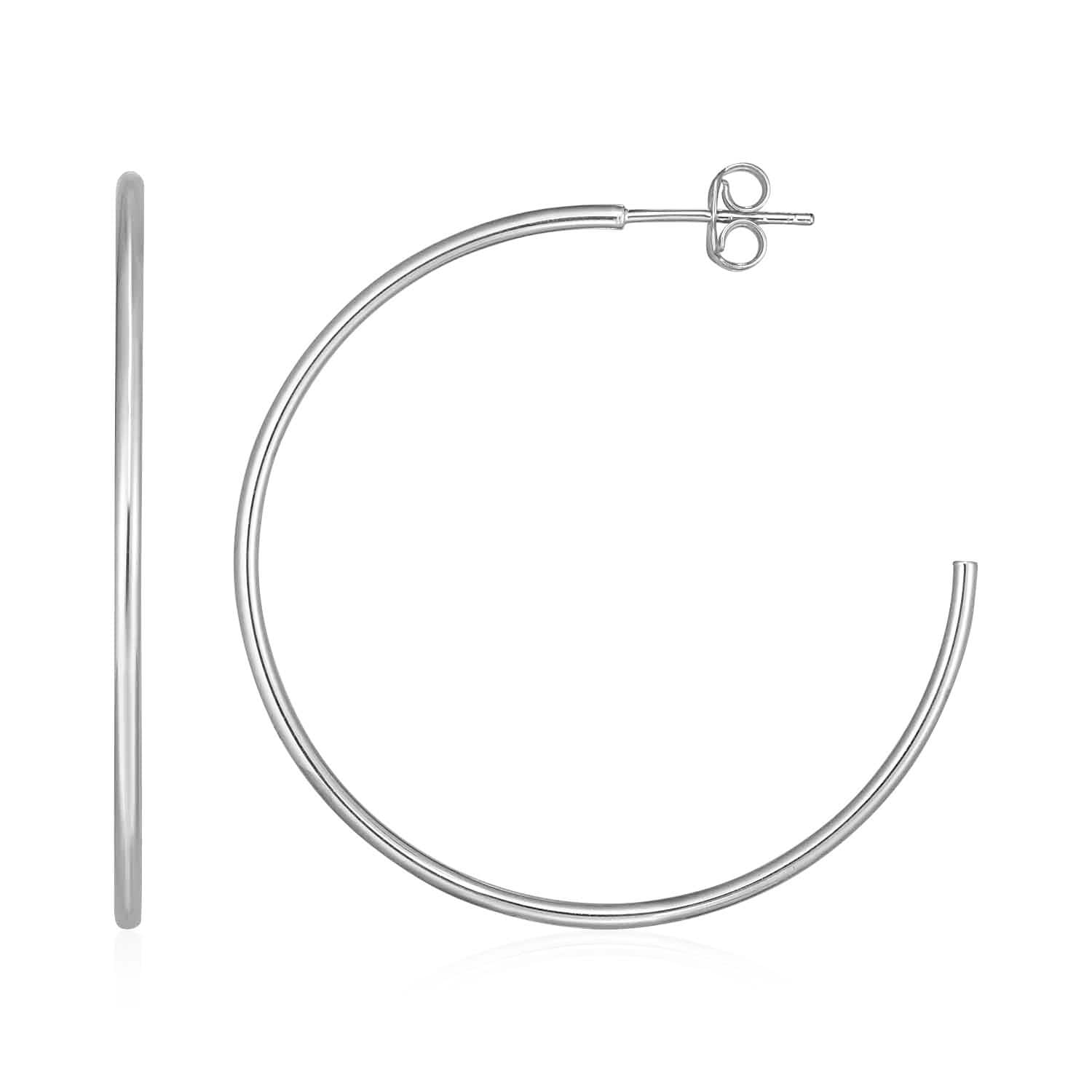 MayaMila 14k White Gold Polished Hoop Earrings