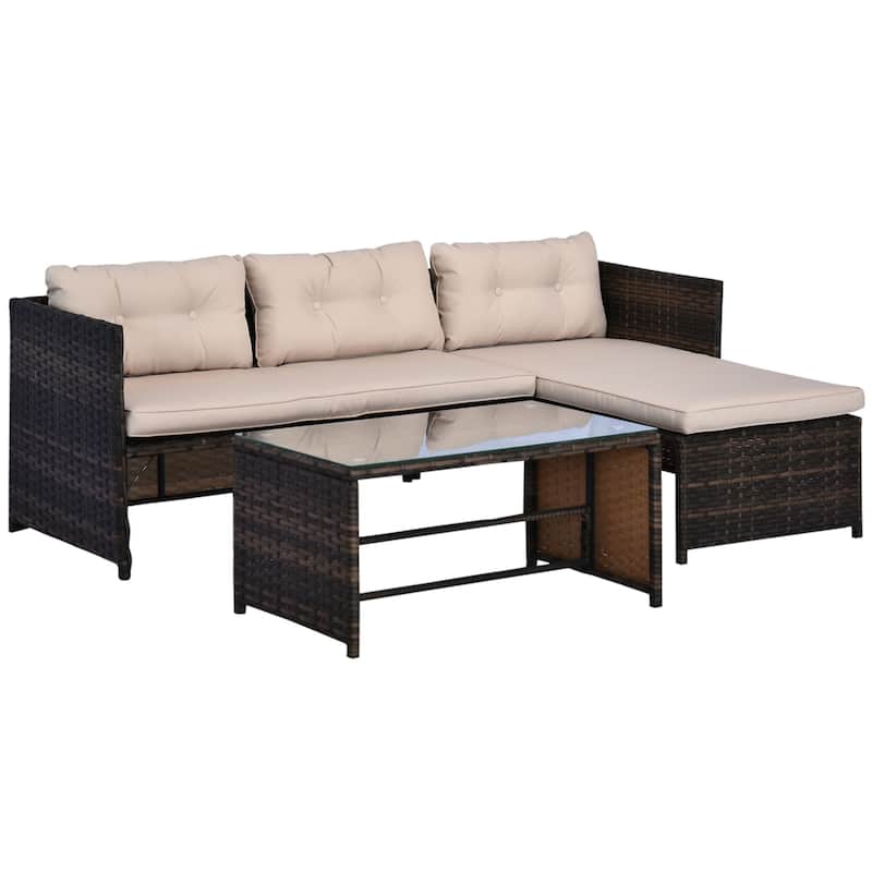 Outsunny 3 Piece Outdoor Sofa Set