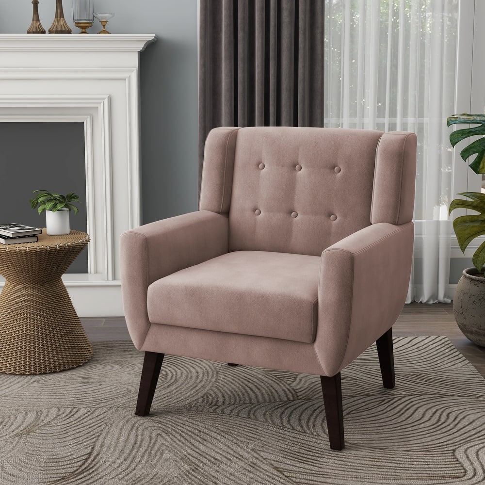 Velvet Upholstered Armchair Tufted Accent Chair