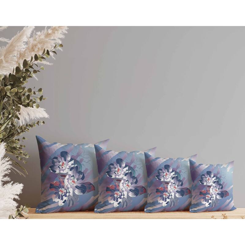 Rosemary Romance Faux Suede Reversible Throw Pillow Blue and Violet