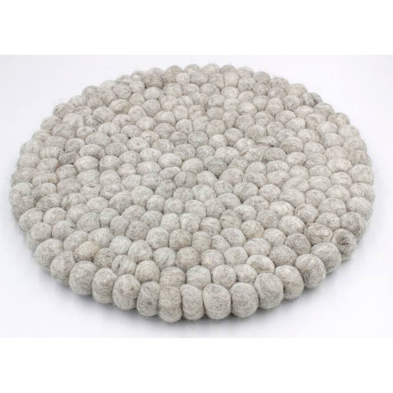 Wool Pom Chairpad/Trivet Dia 13.60 GREY - A - GREY