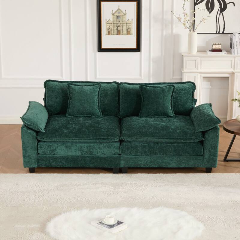 Modern Sectional Couch, for Living Room Bedroom and Apartment, Comfy Double Layer Upholstered Seat Cushion