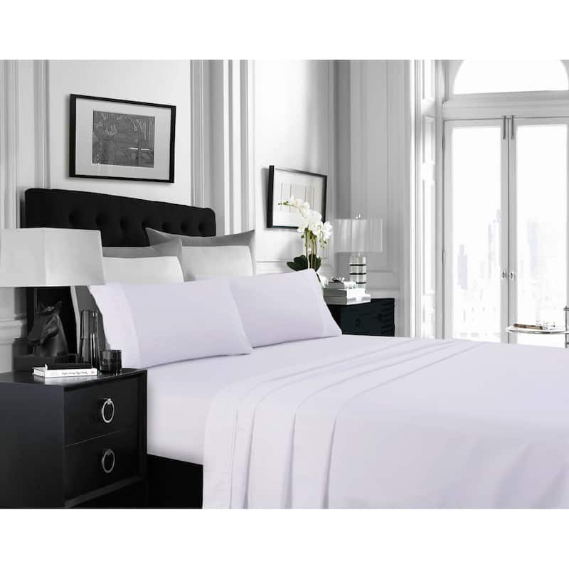 Super Soft Extra Deep Pocket Bed Sheet Set with Oversize Flat - Queen - White