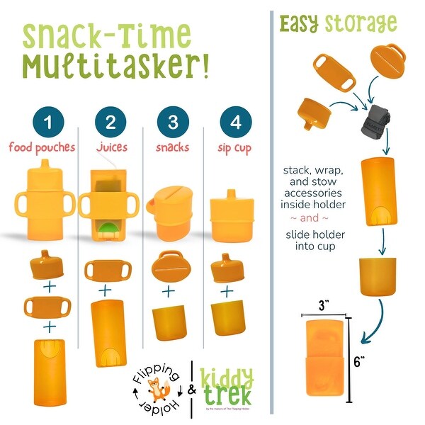 Flipping Holder 4-in-1 Sip & Snack Set - baby food pouch holder
