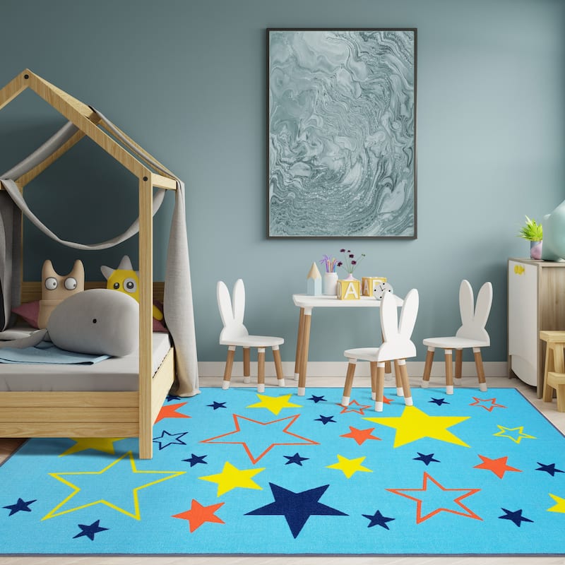 Superior All Star Non-Slip Kids Playroom Washable Indoor Area Rug