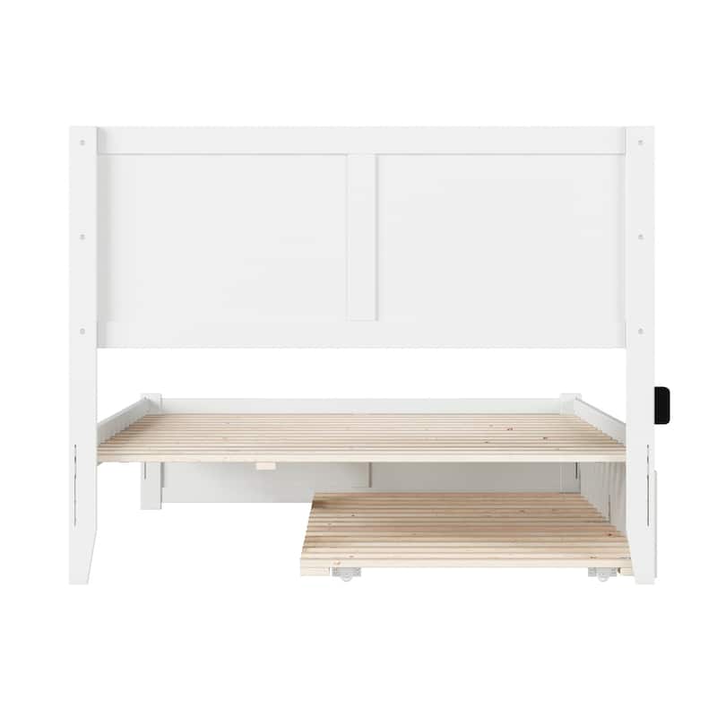 AFI Canyon Full Platform Bed with Footboard & Full Trundle in White