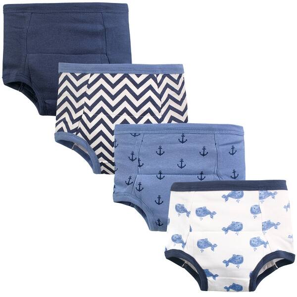 slide 1 of 1, Hudson Baby Infant and Toddler Boy Cotton Training Pants, Blue Whales, 12-18 Months - Blue Whales 12-18 Months - Blue Whales