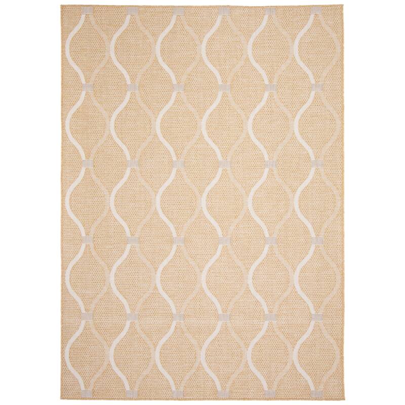 ECARPETGALLERY Veranda Abstract Indoor/ Outdoor Rug - 6'7 x 9'6 - Gold