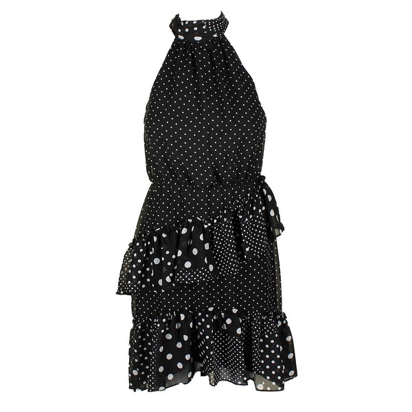 black and white polka dot halter dress