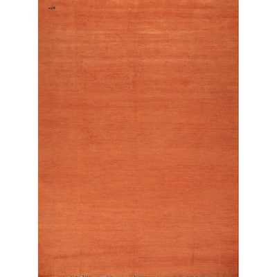 Orange Gabbeh Modern Area Rug Hand-Knotted Bedroom Wool Carpet - 6'6" x 9'7"