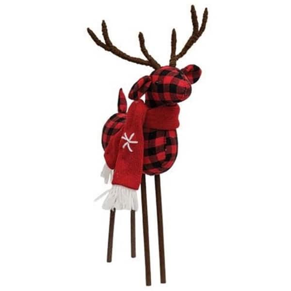 Red/Black Buffalo Check Standing Deer - Red-Black - H - 14.75 in. W - 8 ...