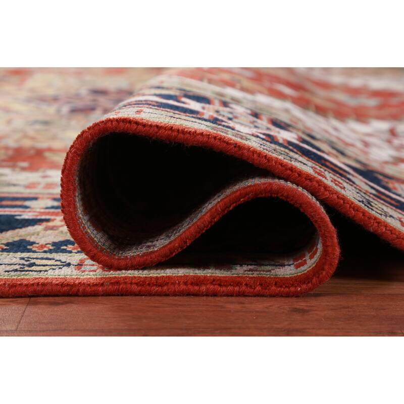 Hand Knotted Oriental 100% Wool Carpet Traditional Medallion Oranges & Rust Heriz (serapi) Area Rug - 11' 9'' X 8' 10''