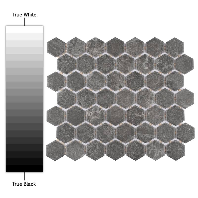 Merola Tile Liverpool Hex Dark Grey 10" x 11-3/8" Ceramic Mosaic Floor and Wall Tile