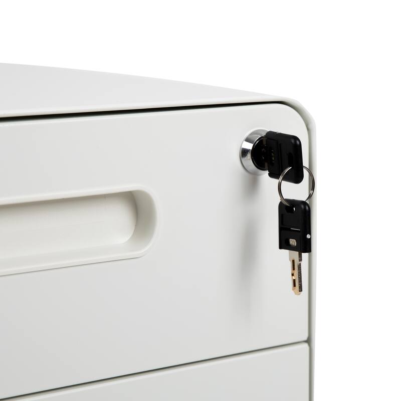 Ergonomic 3-Drawer Mobile Locking Filing Cabinet Storage Organizer