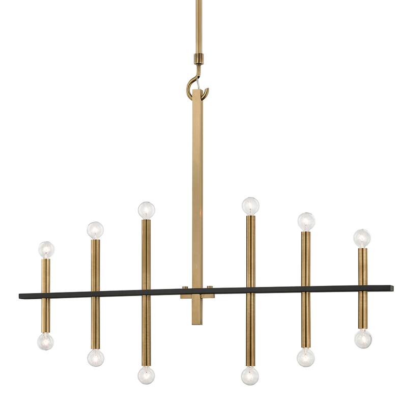 Mitzi by Hudson Valley Colette 12-light Aged Brass Chandelier with Black Accents