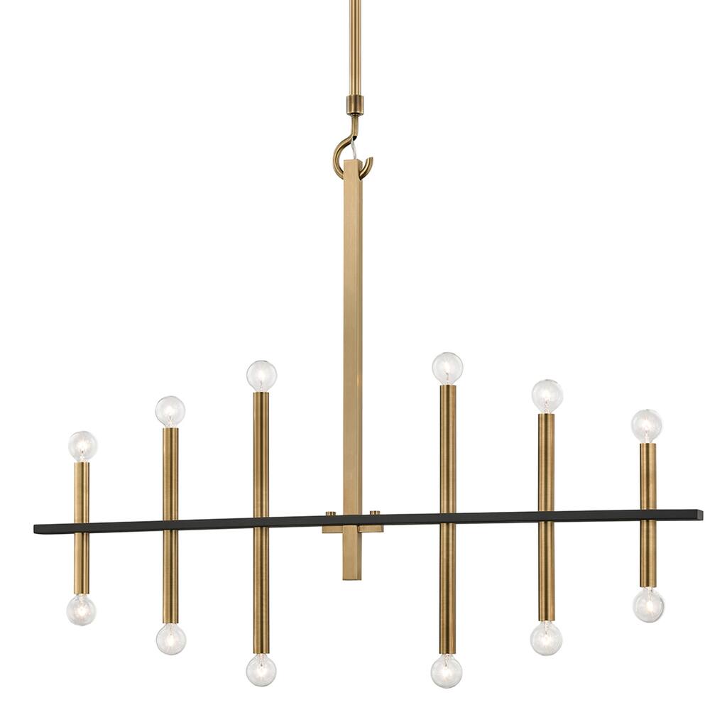 Mitzi by Hudson Valley Colette 12-light Aged Brass Chandelier with Black Accents
