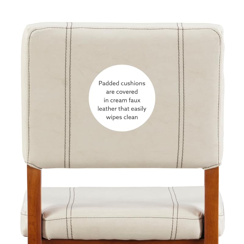 Linon Lombardy Faux Leather and Rubberwood Bar Stool