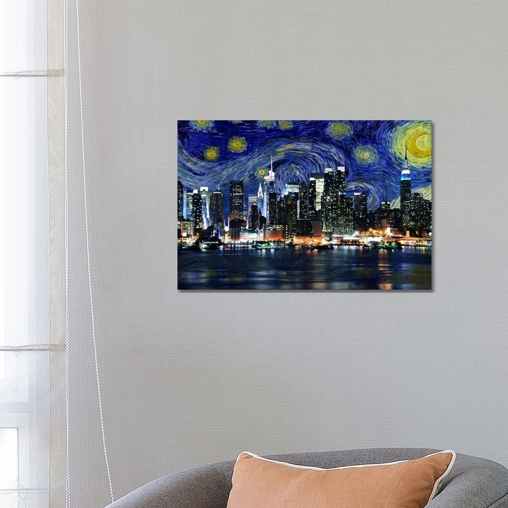iCanvas "New York City, New York Starry Night Skyline" by 5by5collective Canvas Print