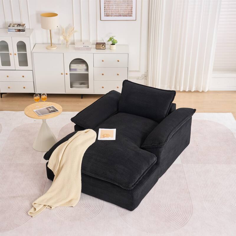 Oversized Single Chaise Lounge Sofa Armchair for Living Room, Corduroy Upholstered Accent Reading Chair Lounge Chair
