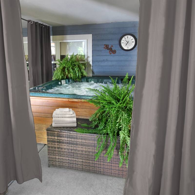 54" x 96" Solid Grommet Semi-Sheer Outdoor Curtain Panel