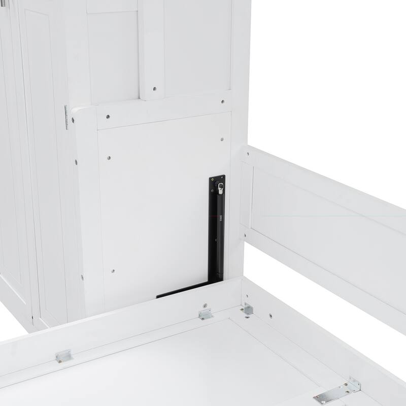 Queen Size Murphy Bed with Built-In Wardrobe and Storage Drawers - Space-Saving Foldable Design