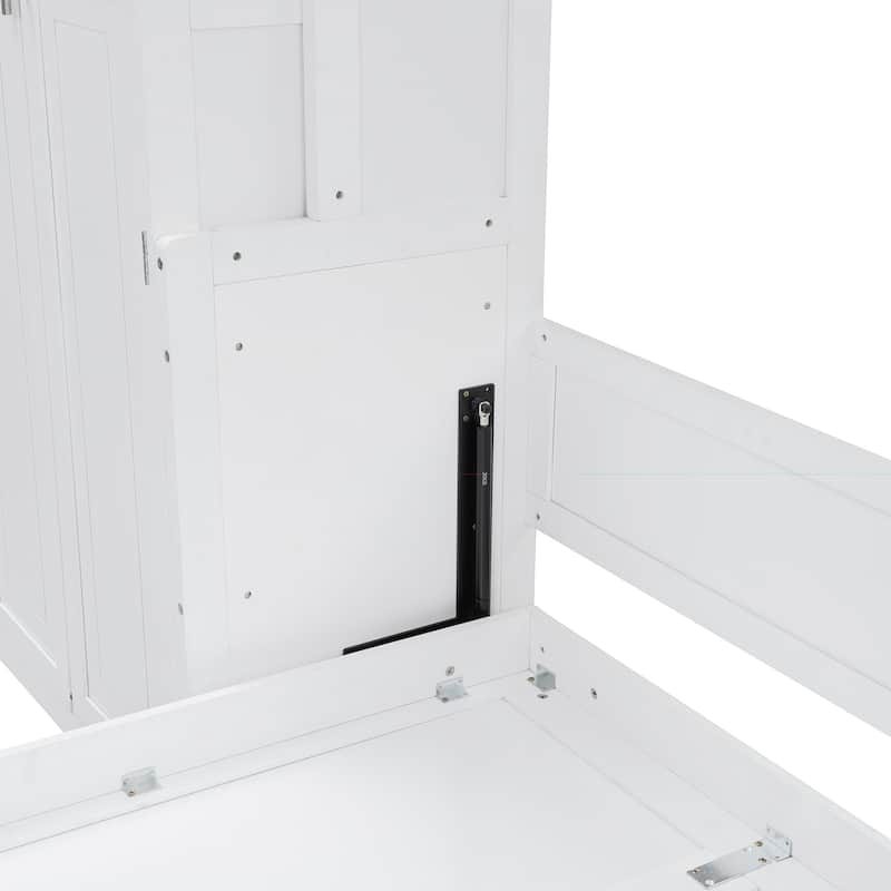 Roomfitters Full/Queen Size Murphy Bed Wall Bed with Closet, Shelves and Storage Drawers