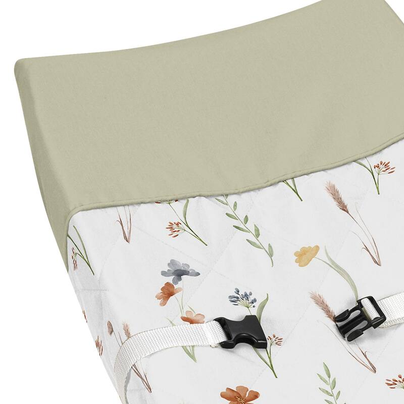 Sweet Jojo Designs Boho Floral Garden Flower Girl Changing Pad Cover Sage Green Watercolor Bohemian Floral Farmhouse Vintage